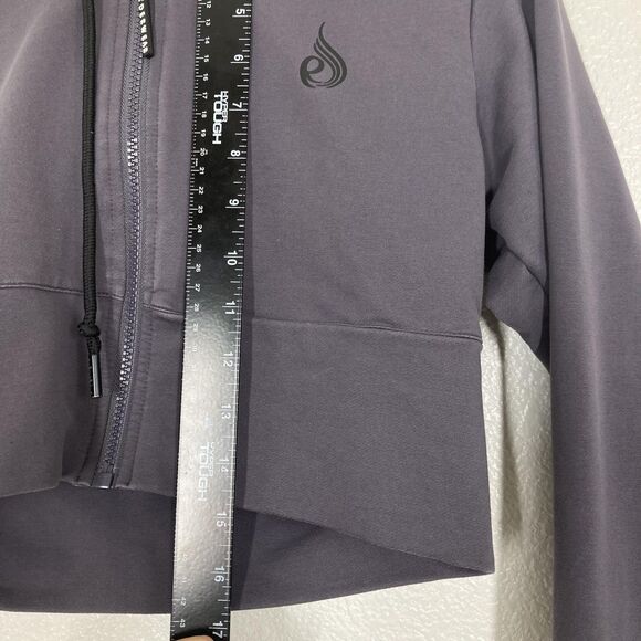 Ryderwear Hoodie Womens Medium Gray Cropped Zip Up Logo Athleisure Gym Workout - Picture 5 of 13